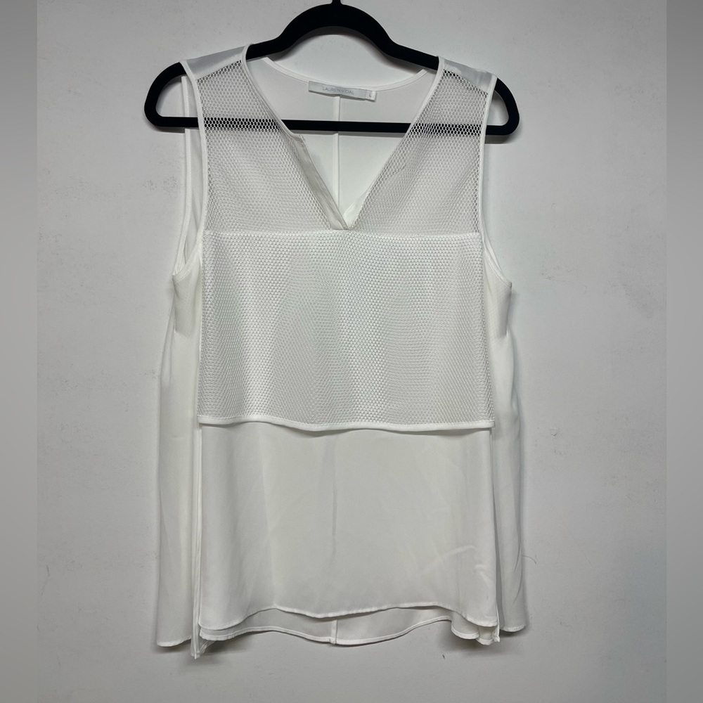 Lauren Vidal white tank blouse size large